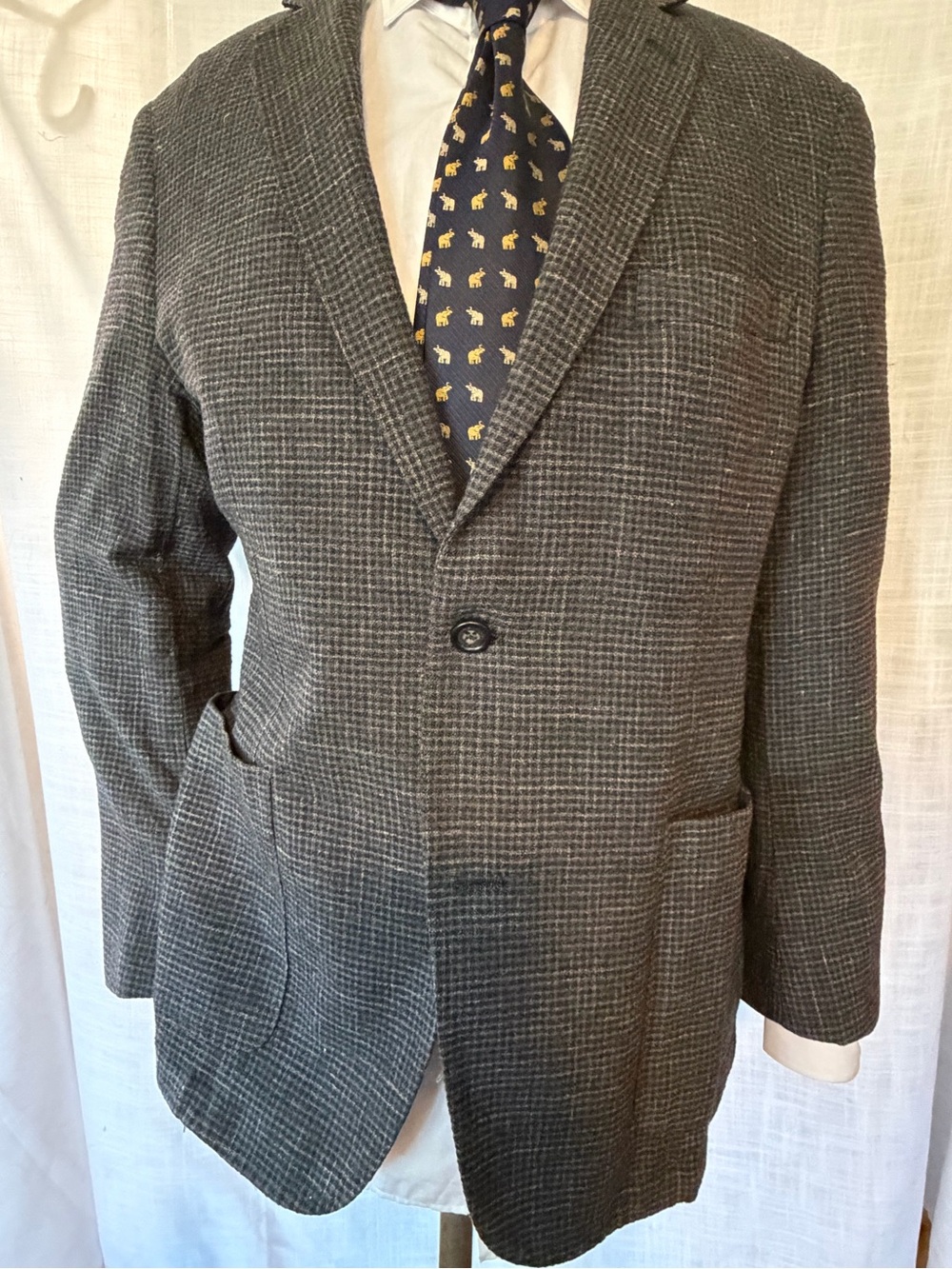 Zanetti Gray Check Men's Blazer - Classic Tailored Sport Coat 42R